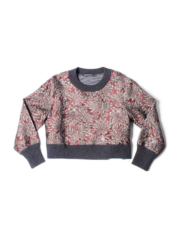 Dolce & Gabbana Brocade Metallic Cropped Sweater Burgundy-designer resale
