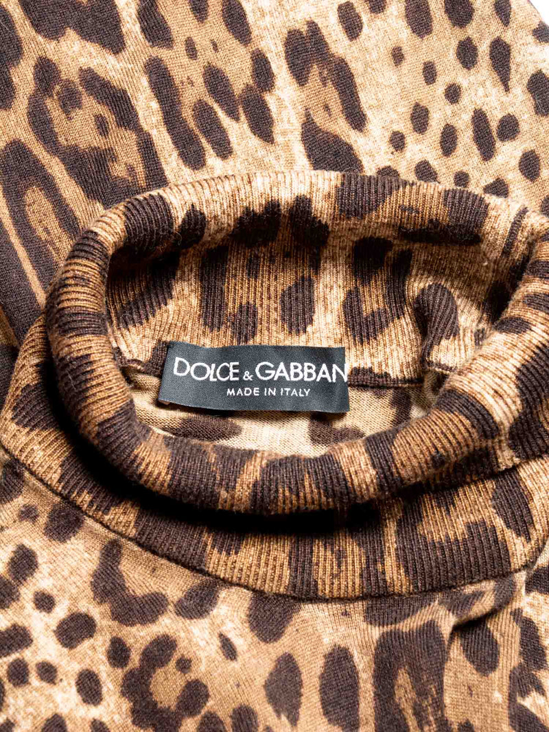Dolce & Gabbana Cashmere Blend Animal Print Sweater Dress Brown-designer resale