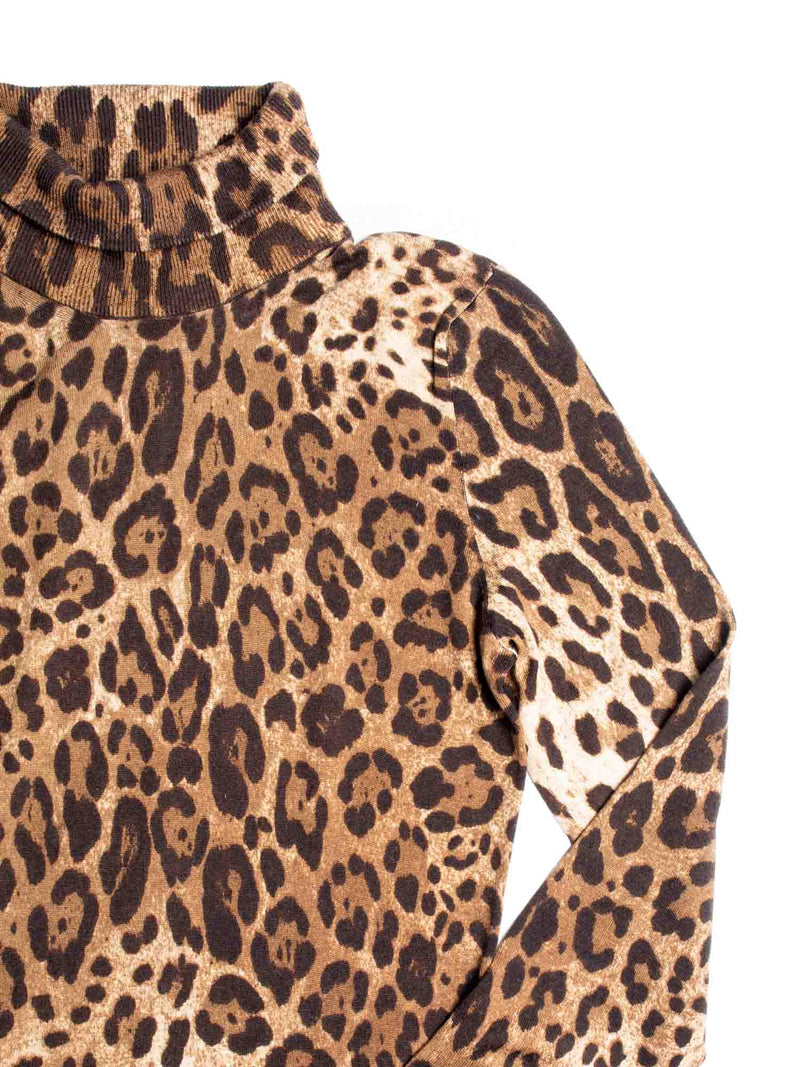 Dolce & Gabbana Cashmere Blend Animal Print Sweater Dress Brown-designer resale
