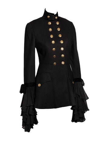 Dolce & Gabbana Couture Wool Silk Military Jacket Black-designer resale