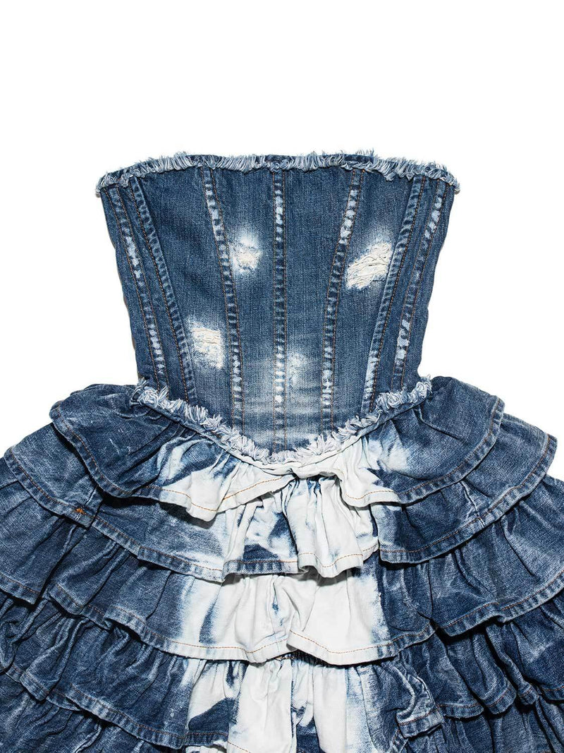 Dolce & Gabbana Denim Sleeveless Ruffle Mini Dress Blue Dolce & Gabbana Denim Sleeveless Ruffle Mini Dress Blue