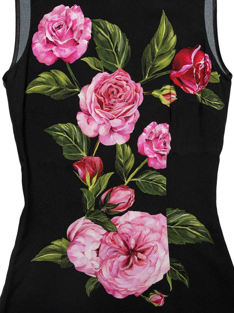 Dolce & Gabbana Fitted Floral Top Black-designer resale