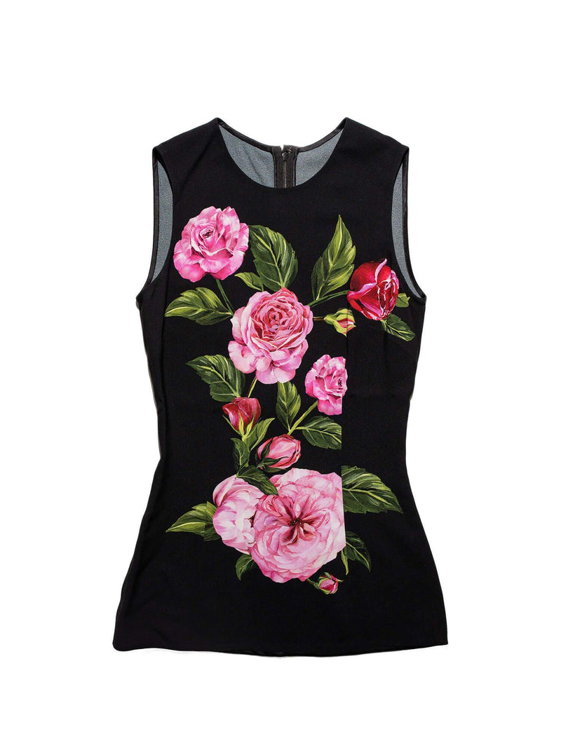 Dolce & Gabbana Fitted Floral Top Black-designer resale