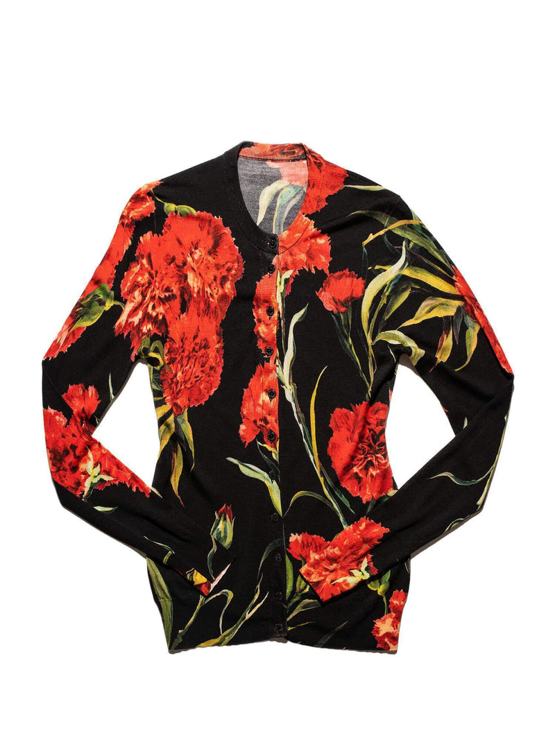 Dolce & Gabbana Knit Floral Button Down Sweater Multicolor-designer resale