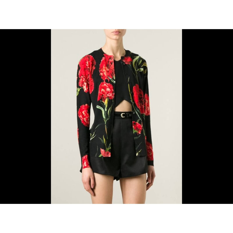 Dolce & Gabbana Knit Floral Button Down Sweater Multicolor-designer resale