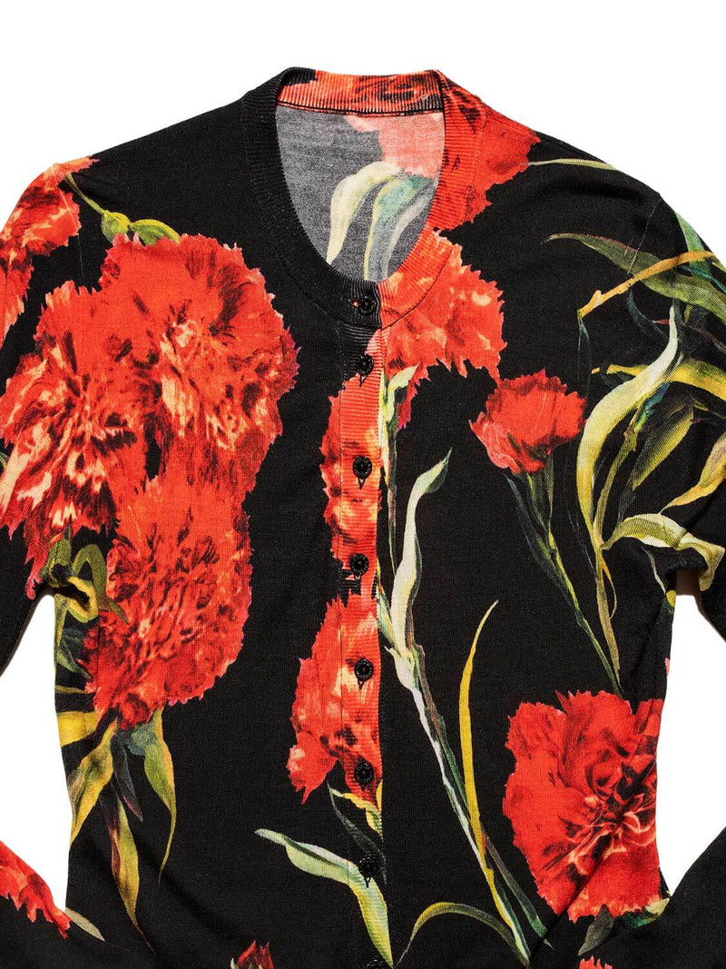 Dolce & Gabbana Knit Floral Button Down Sweater Multicolor-designer resale