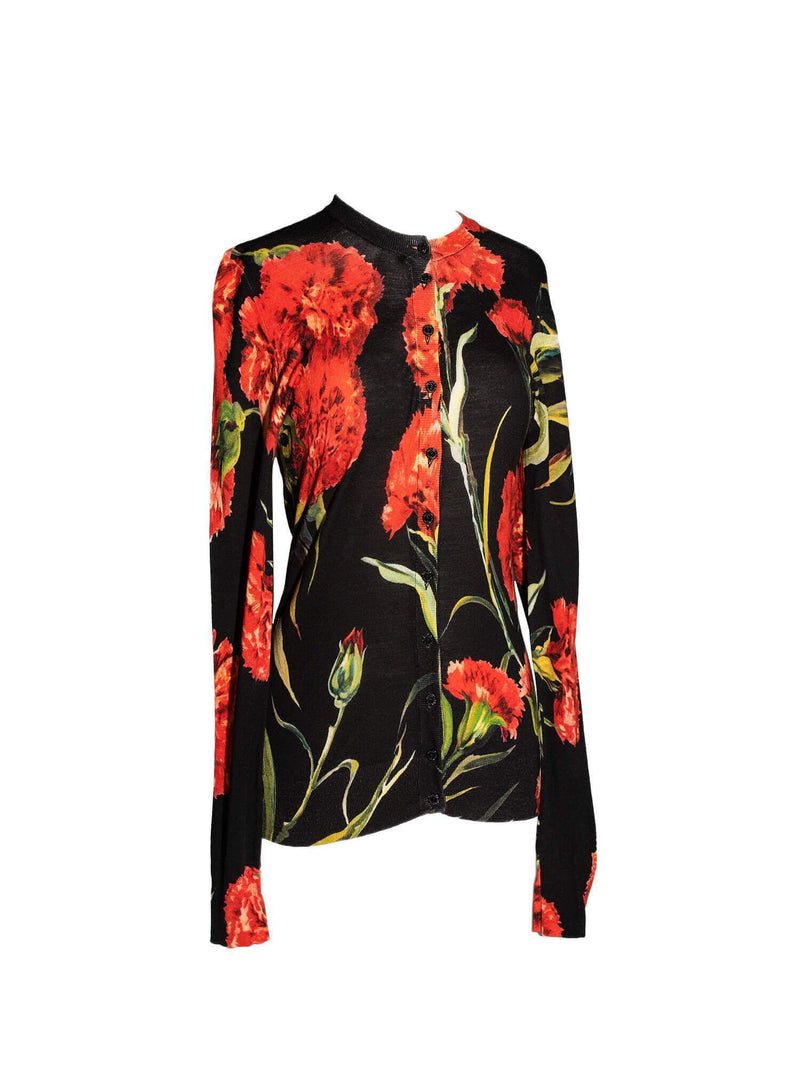 Dolce & Gabbana Knit Floral Button Down Sweater Multicolor-designer resale