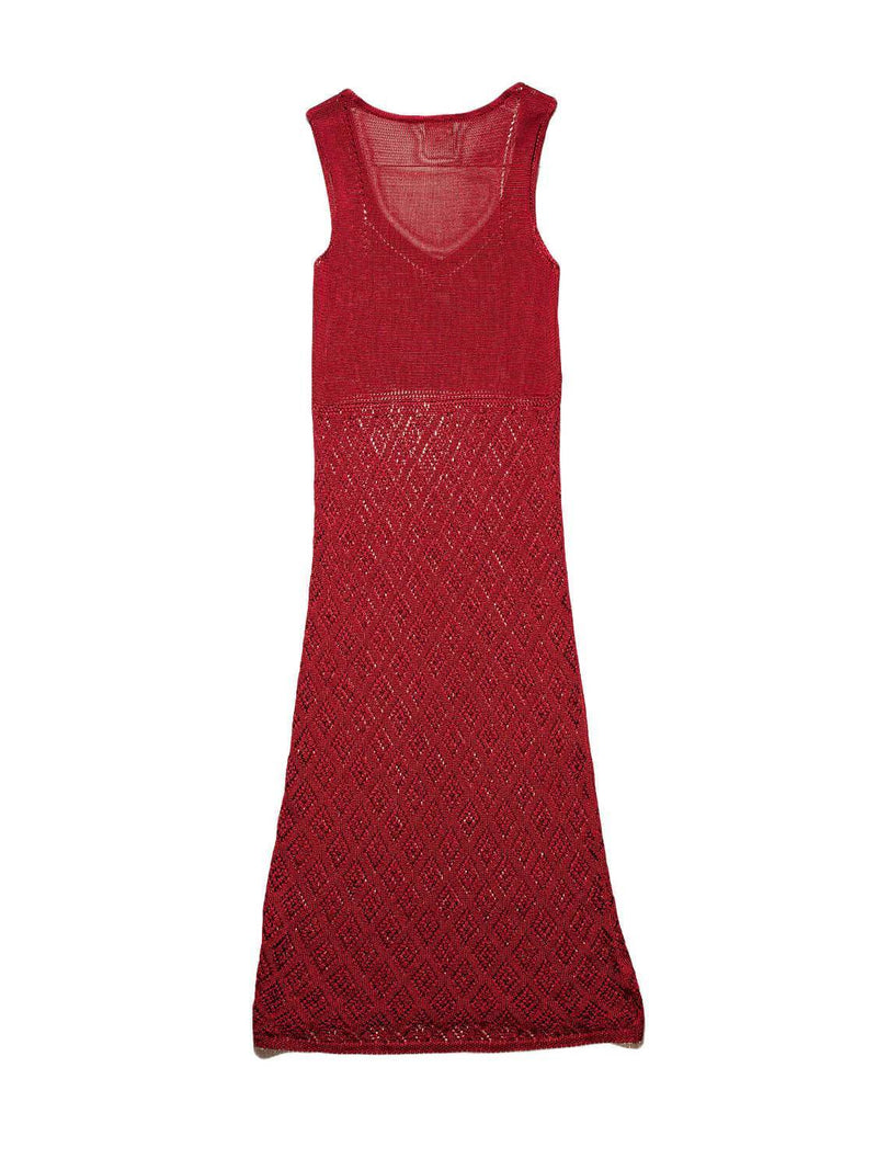 Dolce & Gabbana Knit Midi Dress Red-designer resale