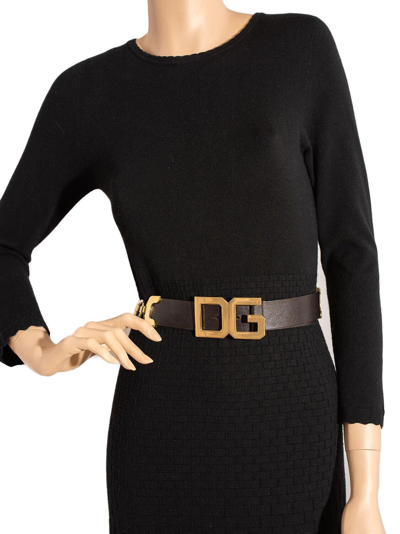Dolce & Gabbana Leather DG Belt Black-designer resale