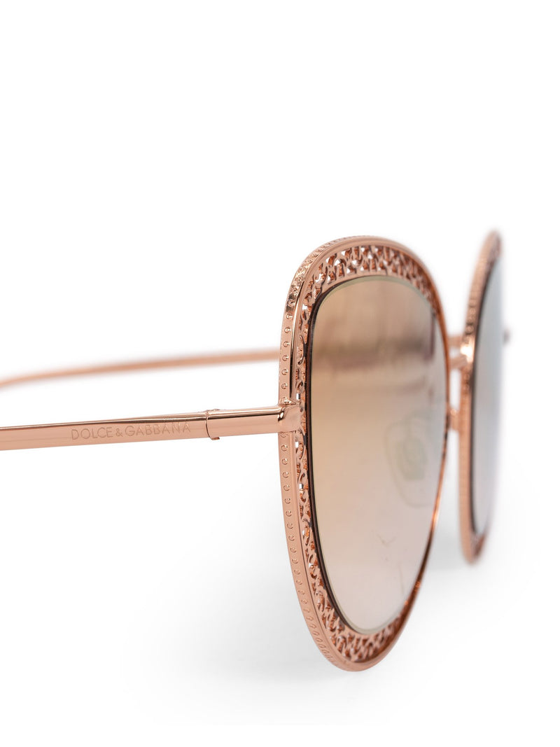 Dolce & Gabbana Mirror Oversized Cat Eye Sunglasses Gold-designer resale
