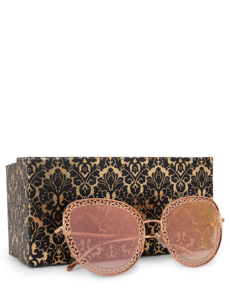 Dolce & Gabbana Mirror Oversized Cat Eye Sunglasses Gold-designer resale