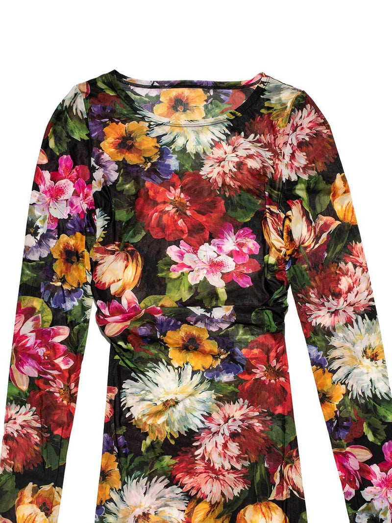 Dolce & Gabbana RUNWAY Floral Mesh Maxi Dress Multicolor-designer resale