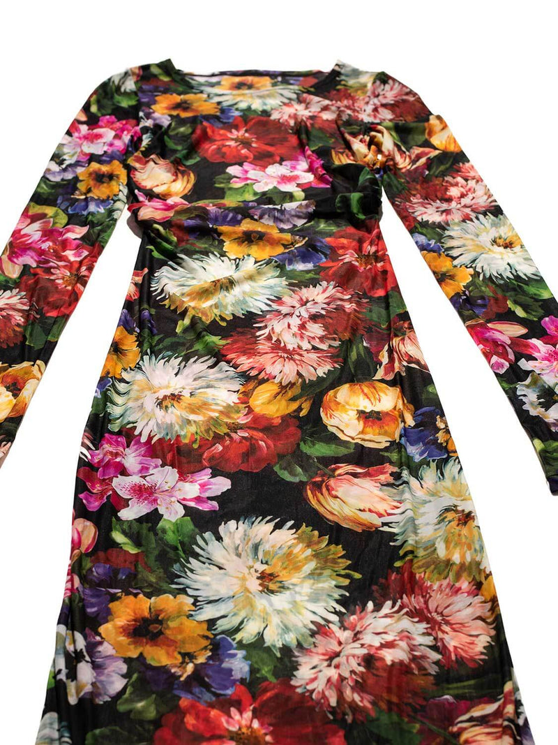 Dolce & Gabbana RUNWAY Floral Mesh Maxi Dress Multicolor-designer resale