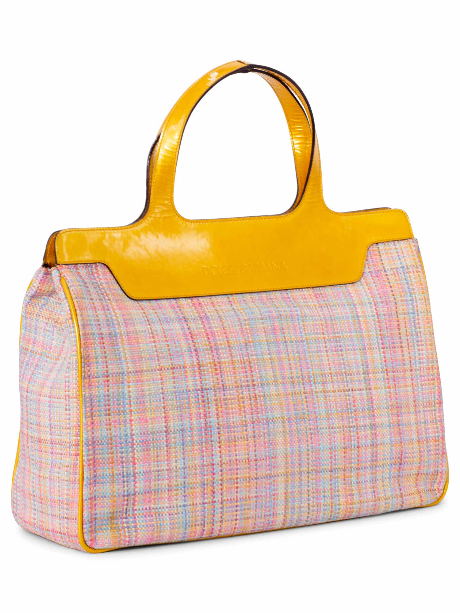 Dolce & Gabbana Raffia Straw Woven Handbag Yellow-designer resale