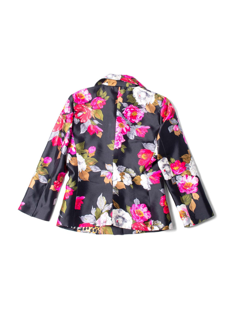 Dolce & Gabbana Silk Floral Fitted Jacket Black-designer resale