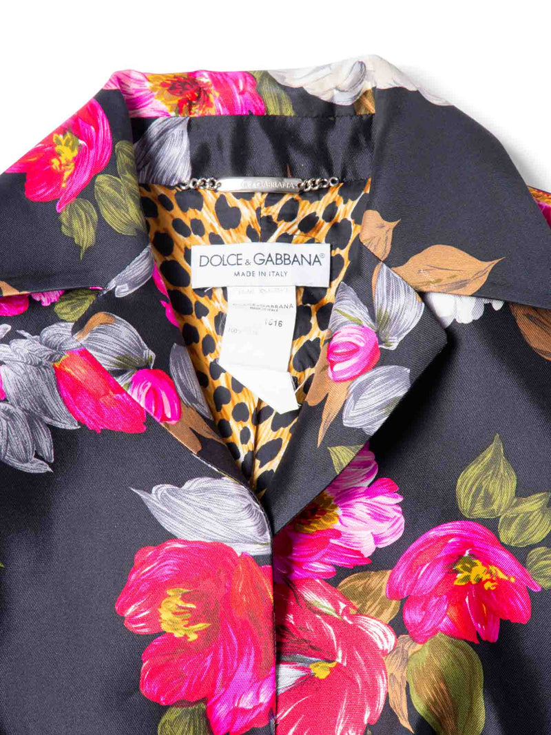 Dolce & Gabbana Silk Floral Fitted Jacket Black-designer resale