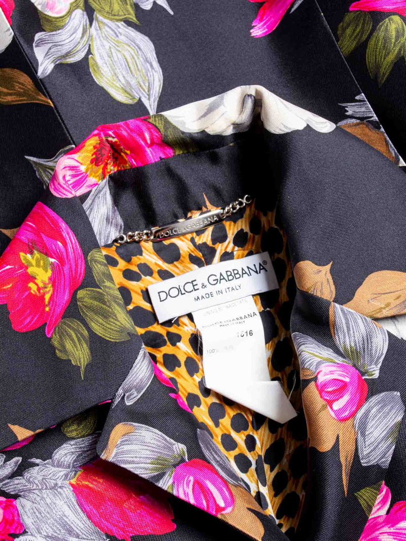 Dolce & Gabbana Silk Floral Fitted Jacket Black-designer resale