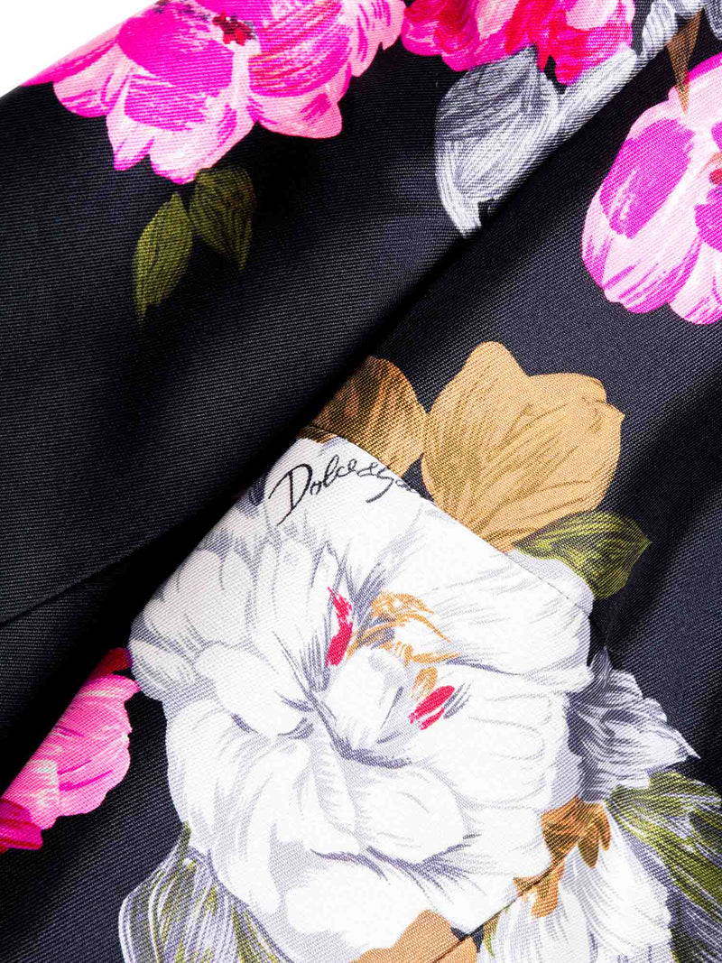 Dolce & Gabbana Silk Floral Fitted Jacket Black-designer resale