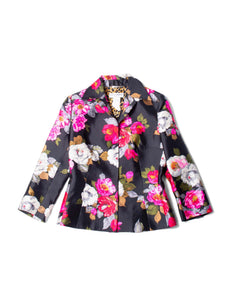 Dolce & Gabbana Silk Floral Fitted Jacket Black-designer resale