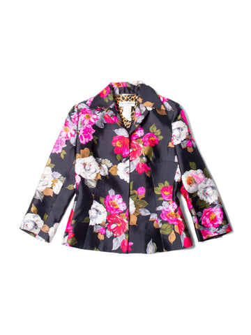 Dolce & Gabbana Silk Floral Fitted Jacket Black-designer resale