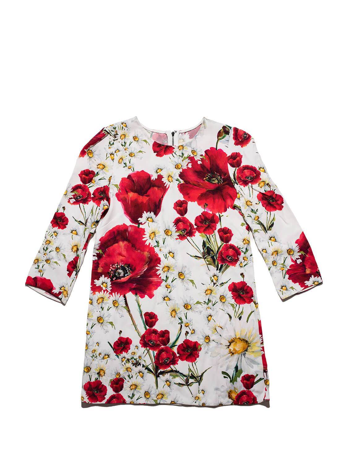 Dolce & Gabbana Silk Floral Top Red White-designer resale