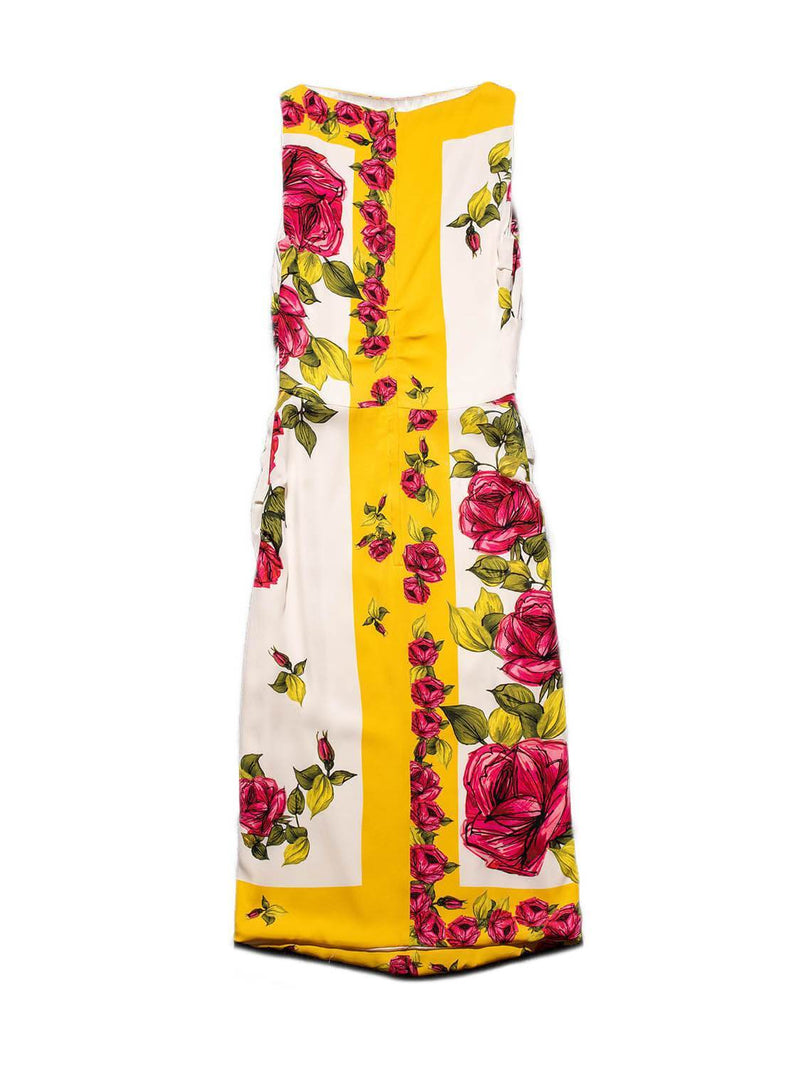 Dolce & Gabbana Silk Midi Ruched Floral Dress Multicolor-designer resale