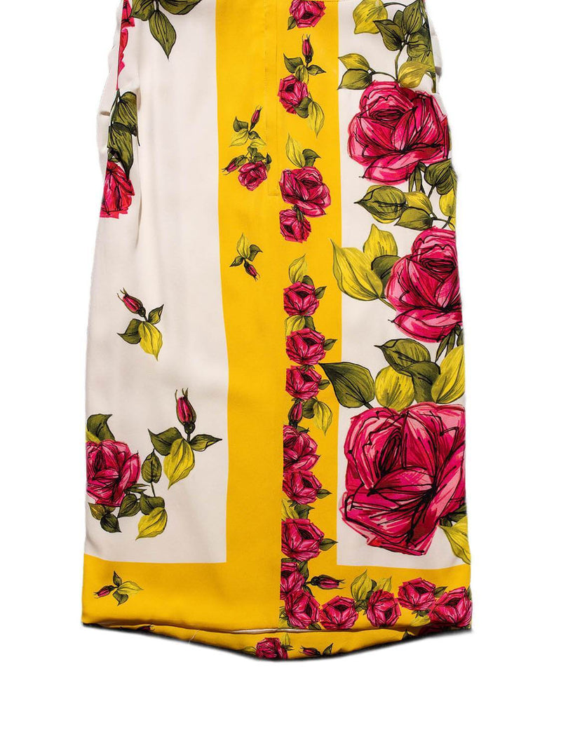 Dolce & Gabbana Silk Midi Ruched Floral Dress Multicolor-designer resale