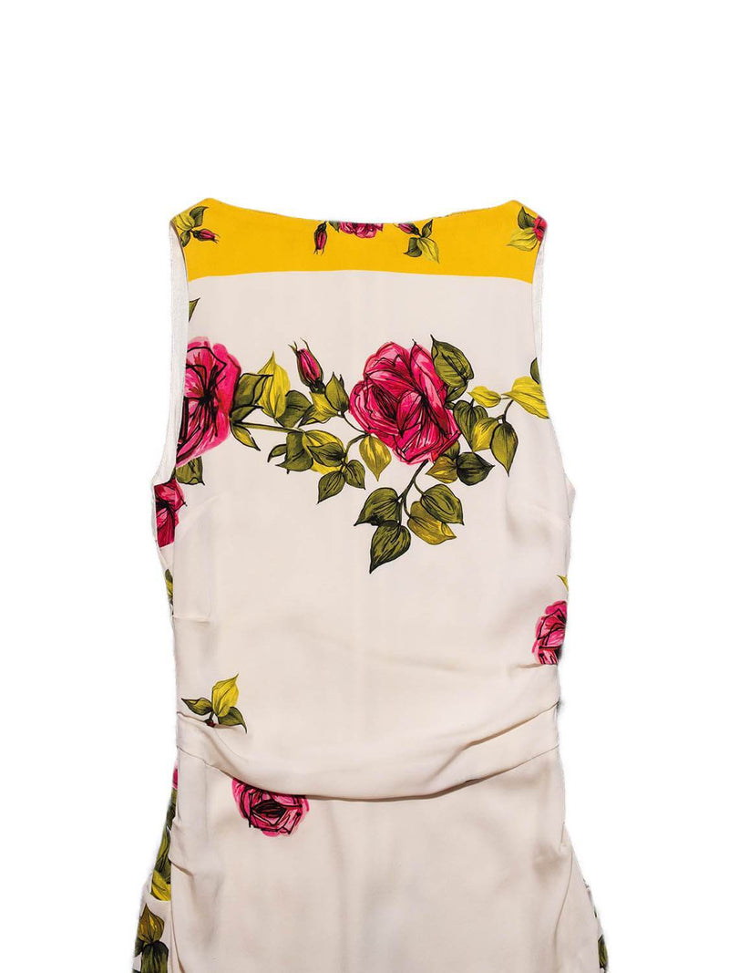 Dolce & Gabbana Silk Midi Ruched Floral Dress Multicolor-designer resale
