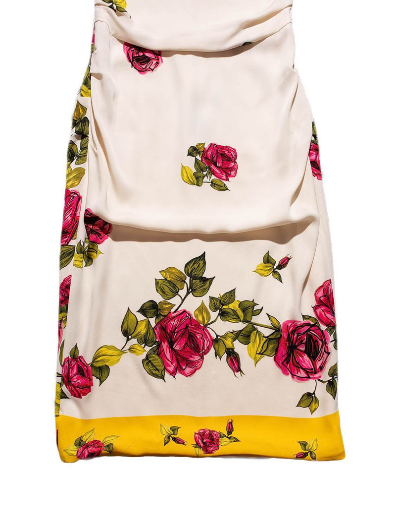 Dolce & Gabbana Silk Midi Ruched Floral Dress Multicolor-designer resale