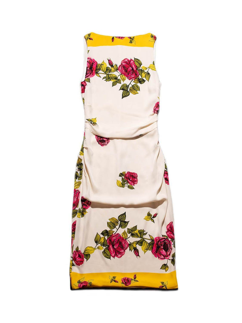 Dolce & Gabbana Silk Midi Ruched Floral Dress Multicolor-designer resale