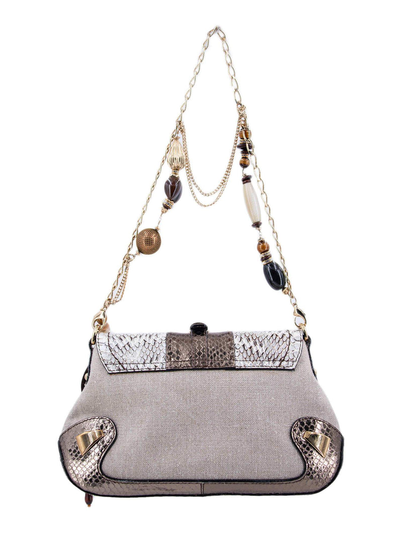 Dolce & Gabbana Snakeskin Flap Bag Gold-designer resale