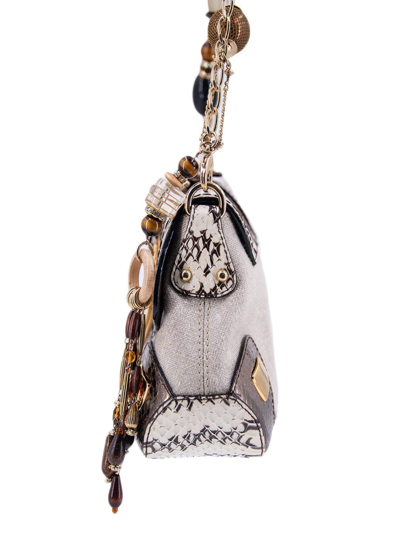 Dolce & Gabbana Snakeskin Flap Bag Gold-designer resale