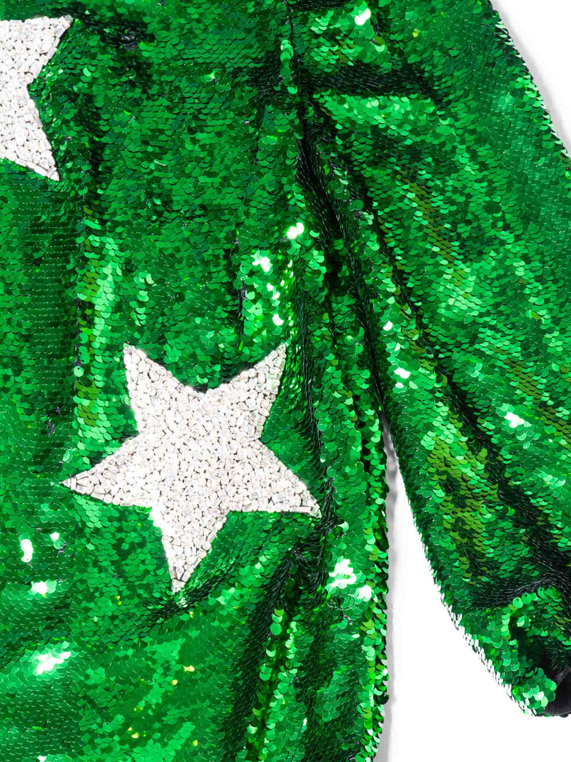 Dolce & Gabbana Special Piece Sequin Star Midi Dress Green-designer resale