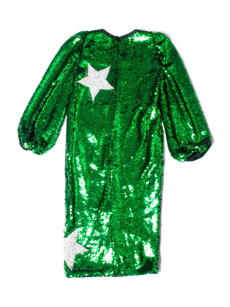 Dolce & Gabbana Special Piece Sequin Star Midi Dress Green-designer resale