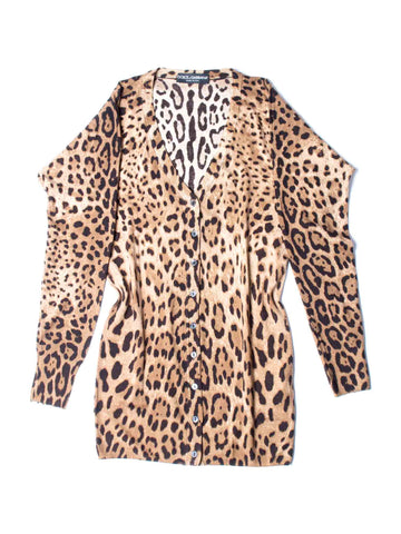 Dolce & Gabbana Wool Animal Print Two Piece Set Brown-designer resale