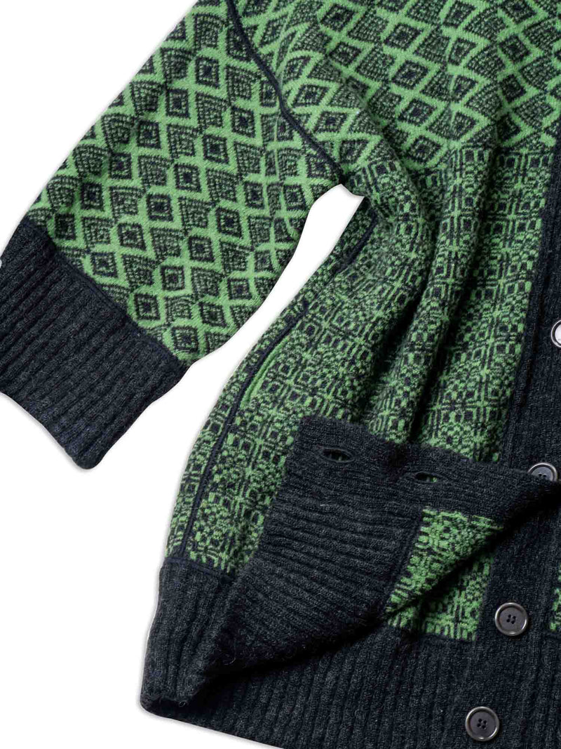 ETRO Wool Oversized Cardigan Green Grey-designer resale