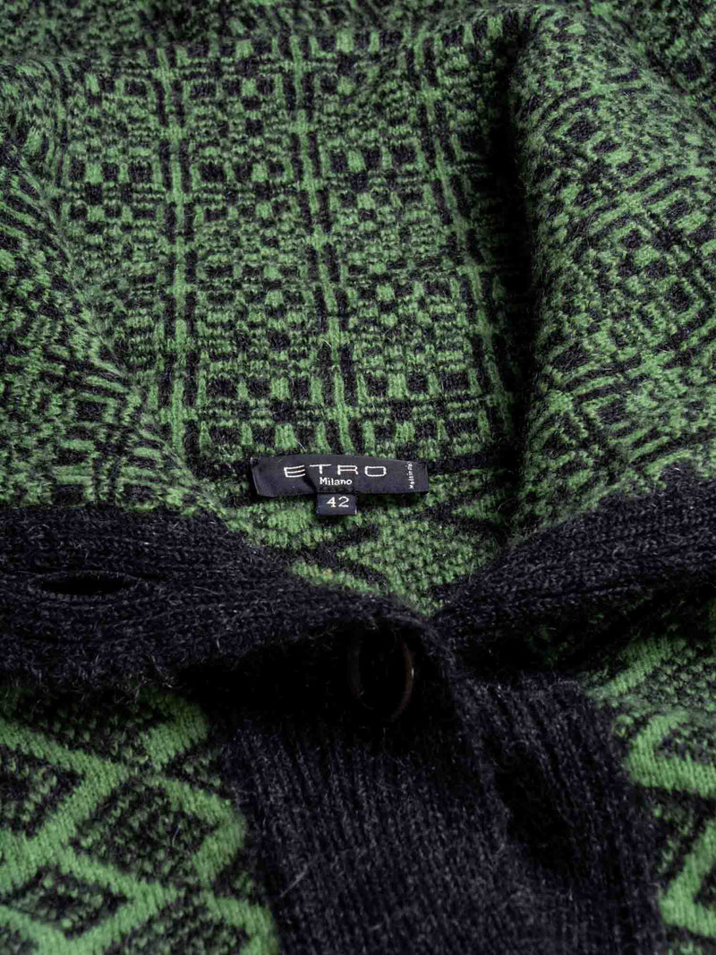 ETRO Wool Oversized Cardigan Green Grey-designer resale
