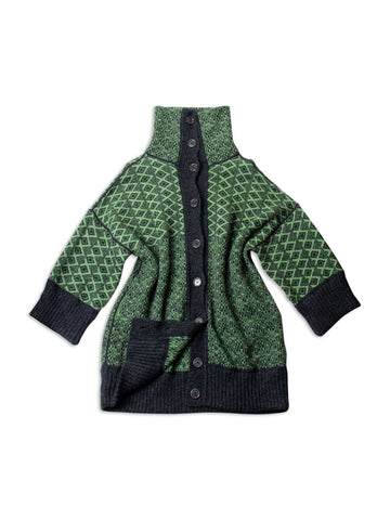 ETRO Wool Oversized Cardigan Green Grey-designer resale