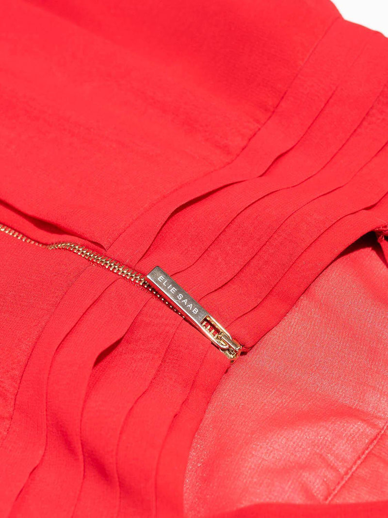 Elie Saab Chiffon Halter Maxi Dress Red-designer resale