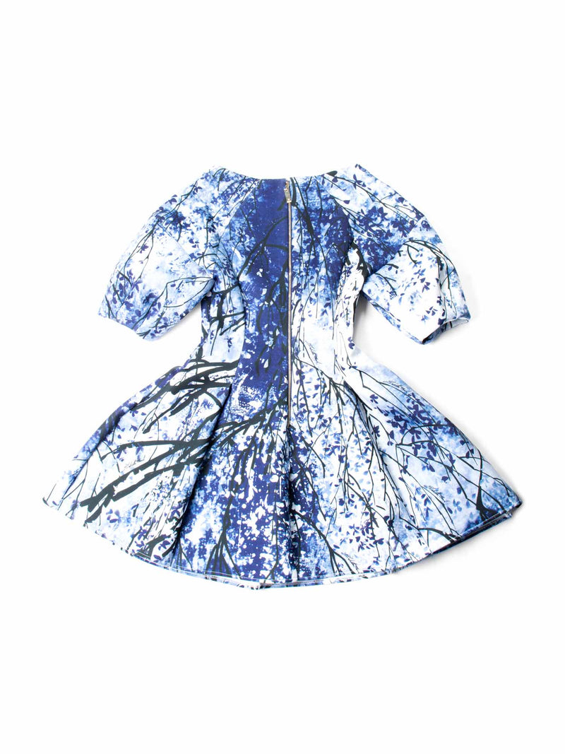 Elizabetta Franchi Scuba Fit Flare Mini Dress Blue-designer resale