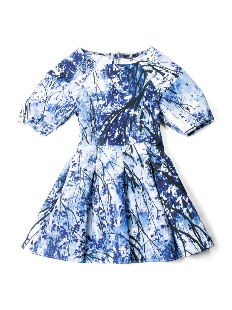Elizabetta Franchi Scuba Fit Flare Mini Dress Blue-designer resale