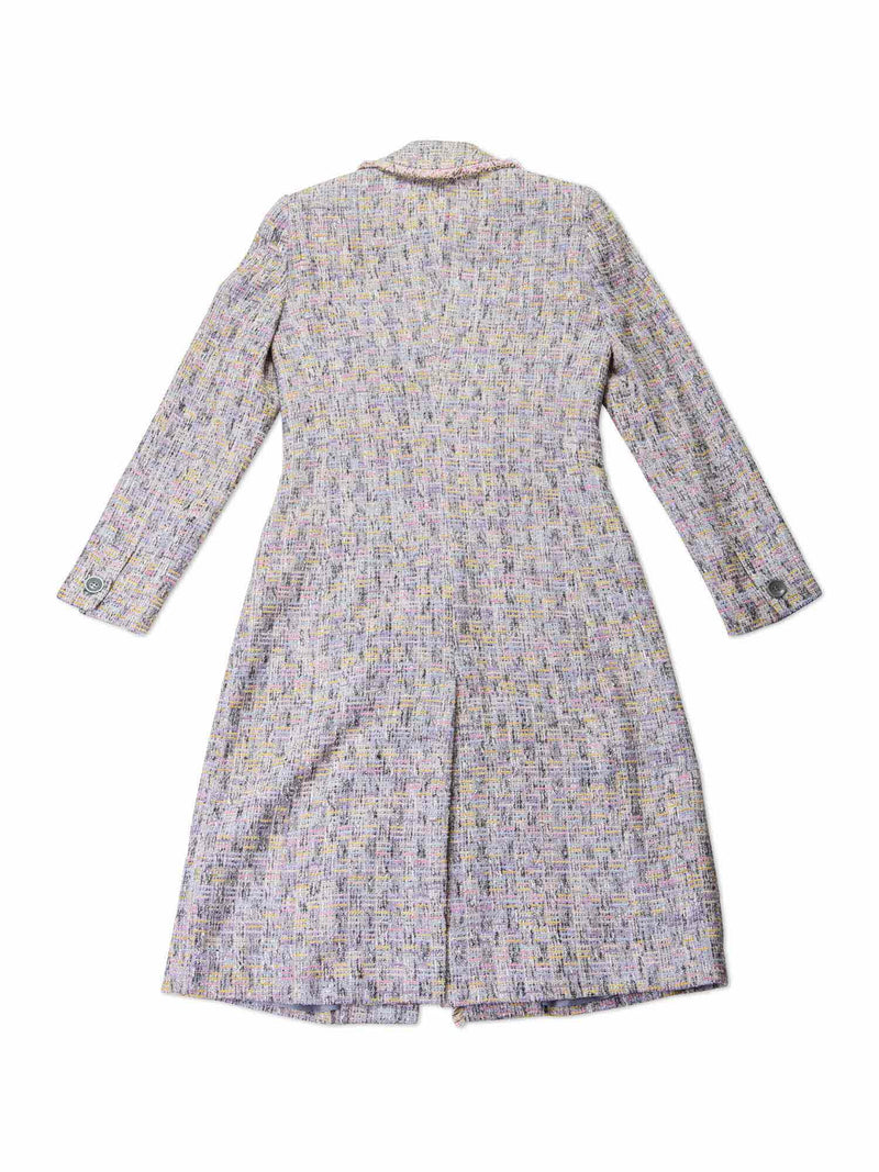 Emanuel Ungaro Tweed Fitted Fringe Coat Beige-designer resale