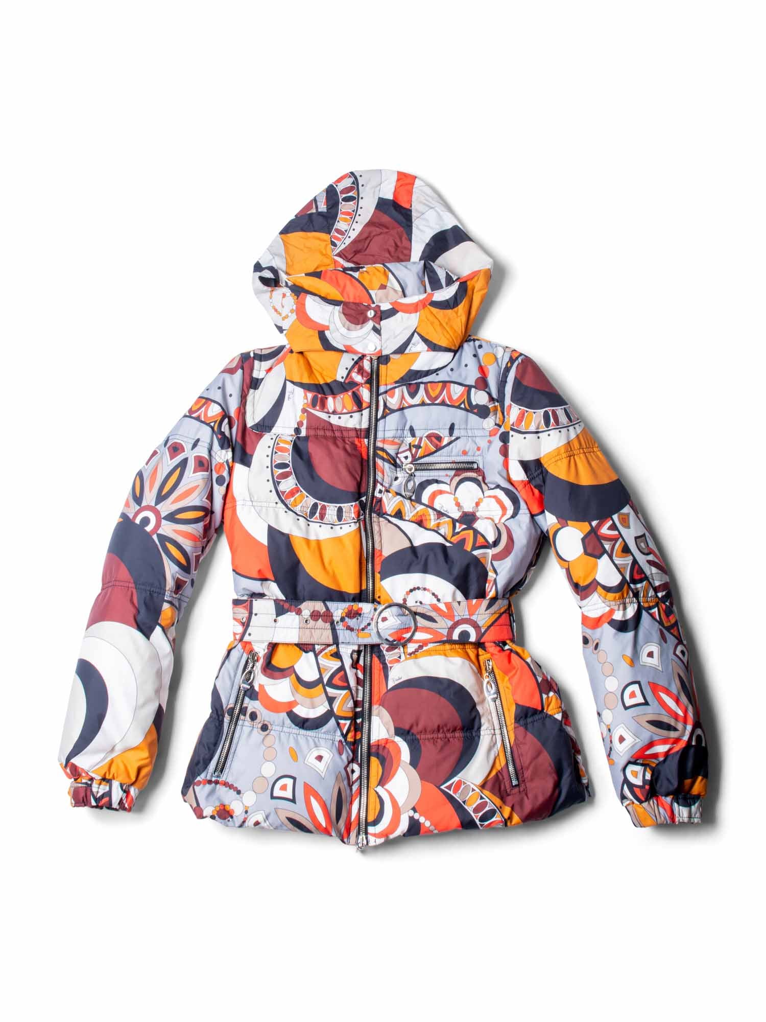 Emilio Pucci Belted Hood Puffer Coat Multicolor-designer resale