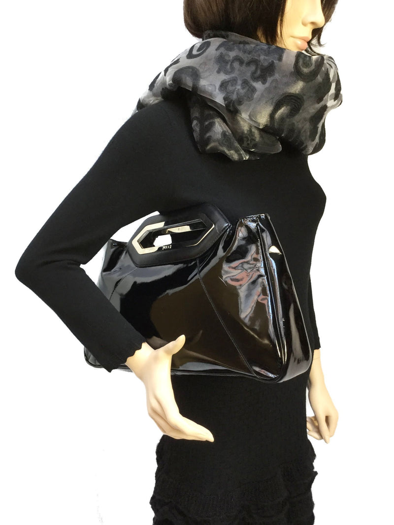 Emilio Pucci Patent Leather Large Clutch Black-designer resale