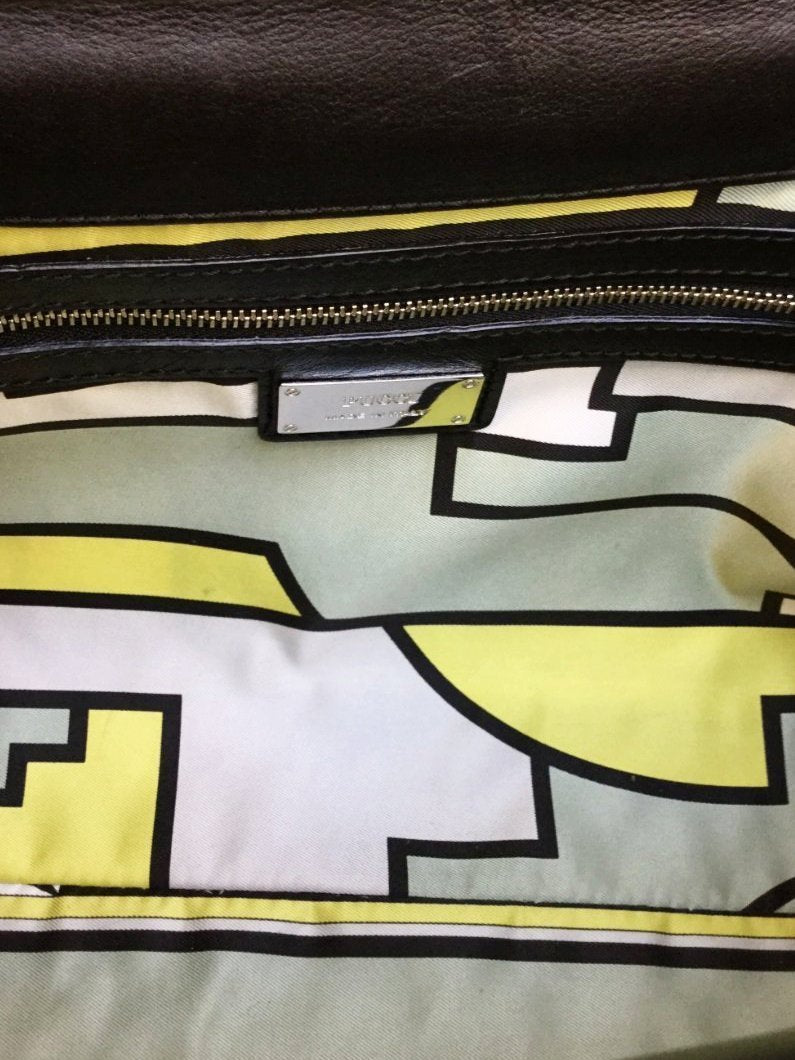 Emilio Pucci Patent Leather Large Clutch Black-designer resale