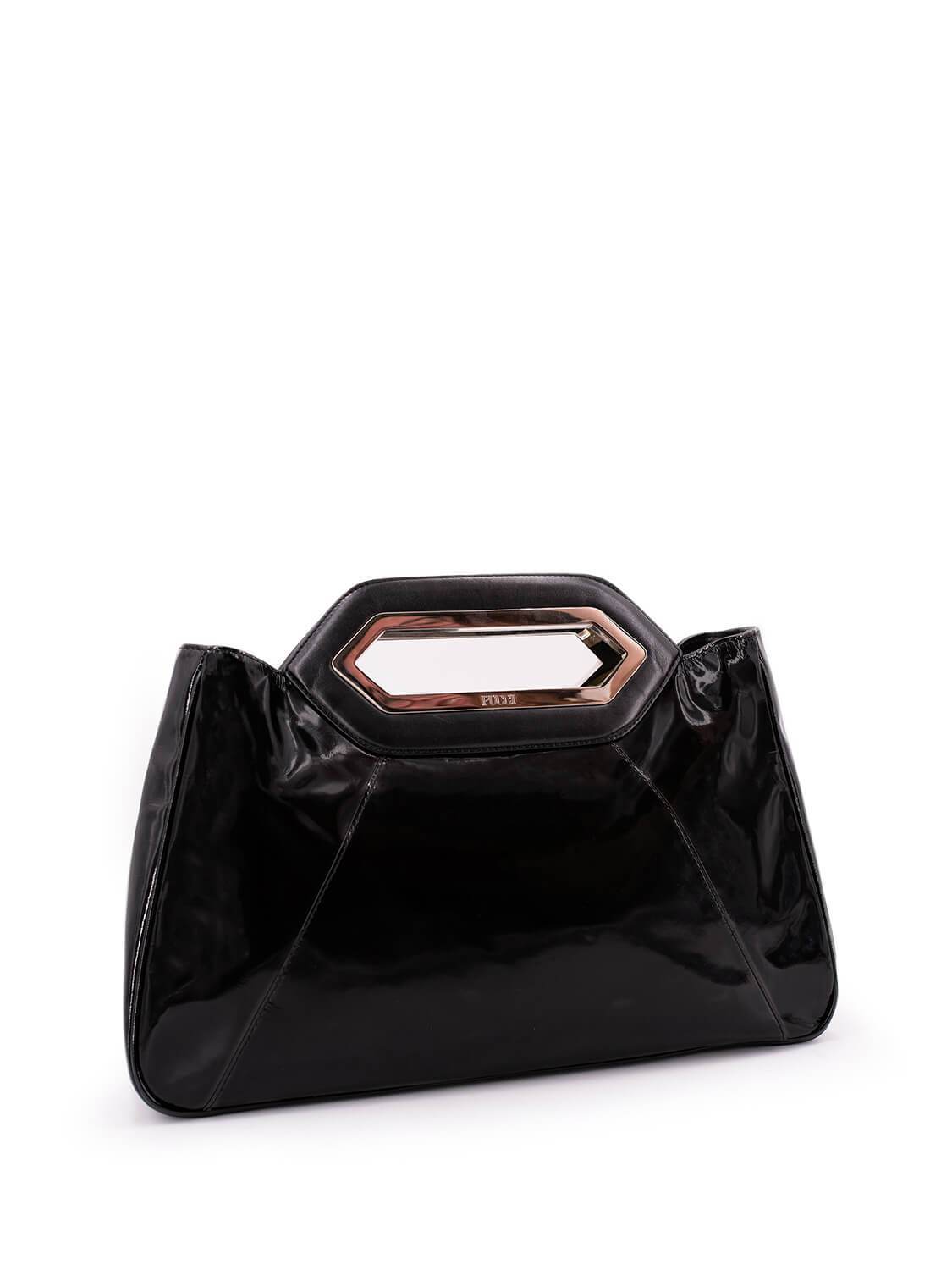 Emilio Pucci Patent Leather Large Clutch Black-designer resale