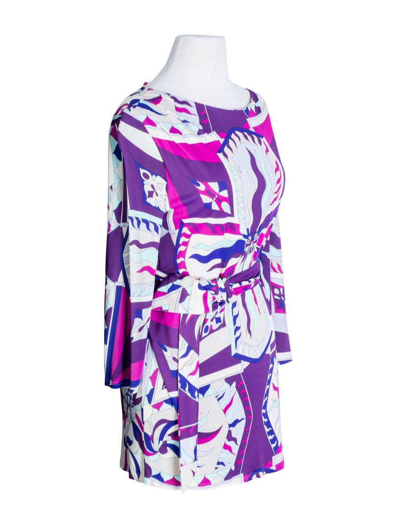 Emilio Pucci Signature Floral Belted Mini Dress Multicolor-designer resale