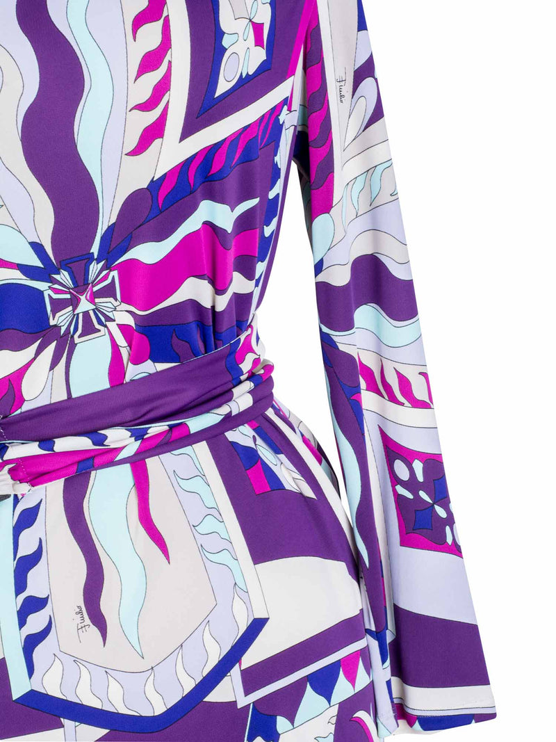 Emilio Pucci Signature Floral Belted Mini Dress Multicolor-designer resale