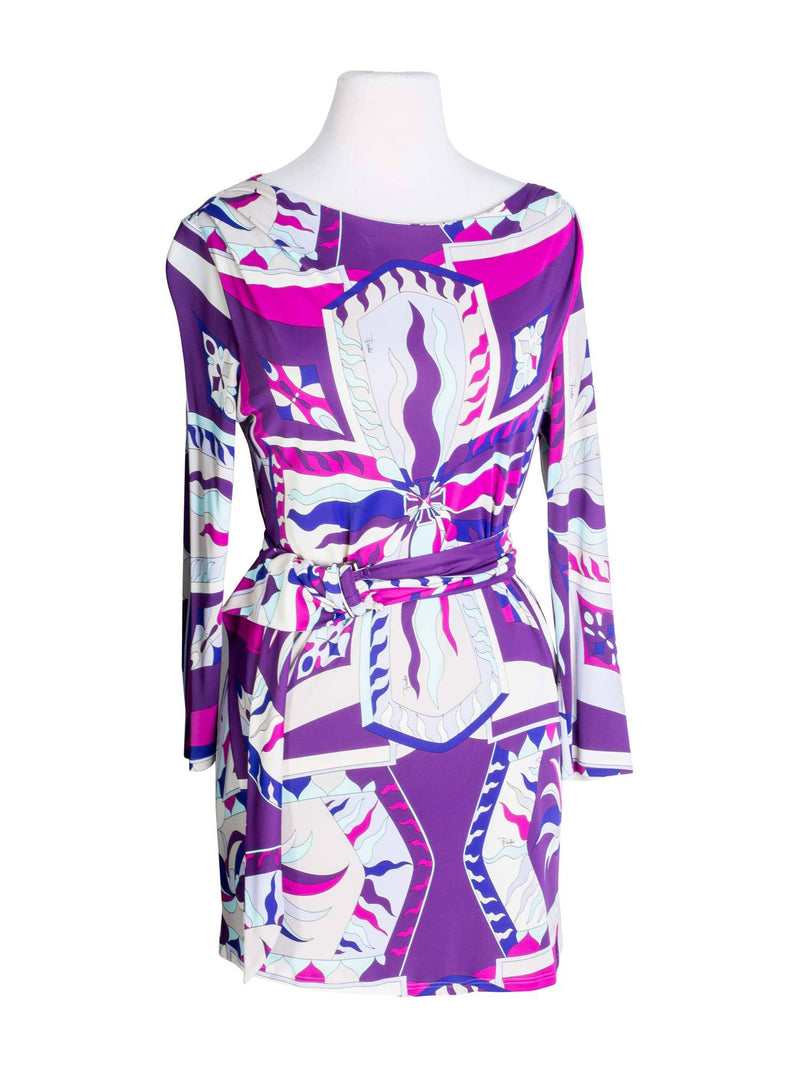 Emilio Pucci Signature Floral Belted Mini Dress Multicolor-designer resale