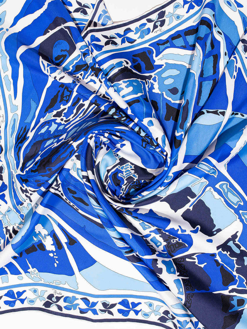 Emilio Pucci Printed Silk Scarf in Blue